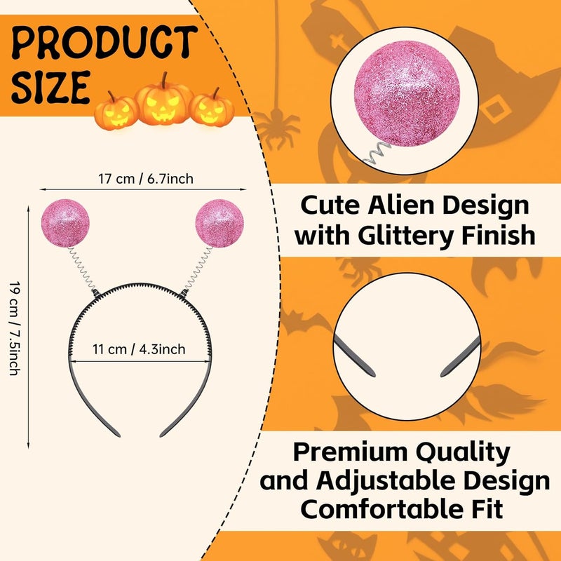 JGCWorker Store Alien Headband for Women Girls, Halloween Cosplay Space Alien Costume Hair Accessories Martian Antenna Headpiece - Image 3